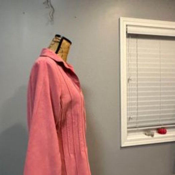 Lemon Grass Fields medium blush pink faux suede long sleeve blouse - Picture 6 of 6